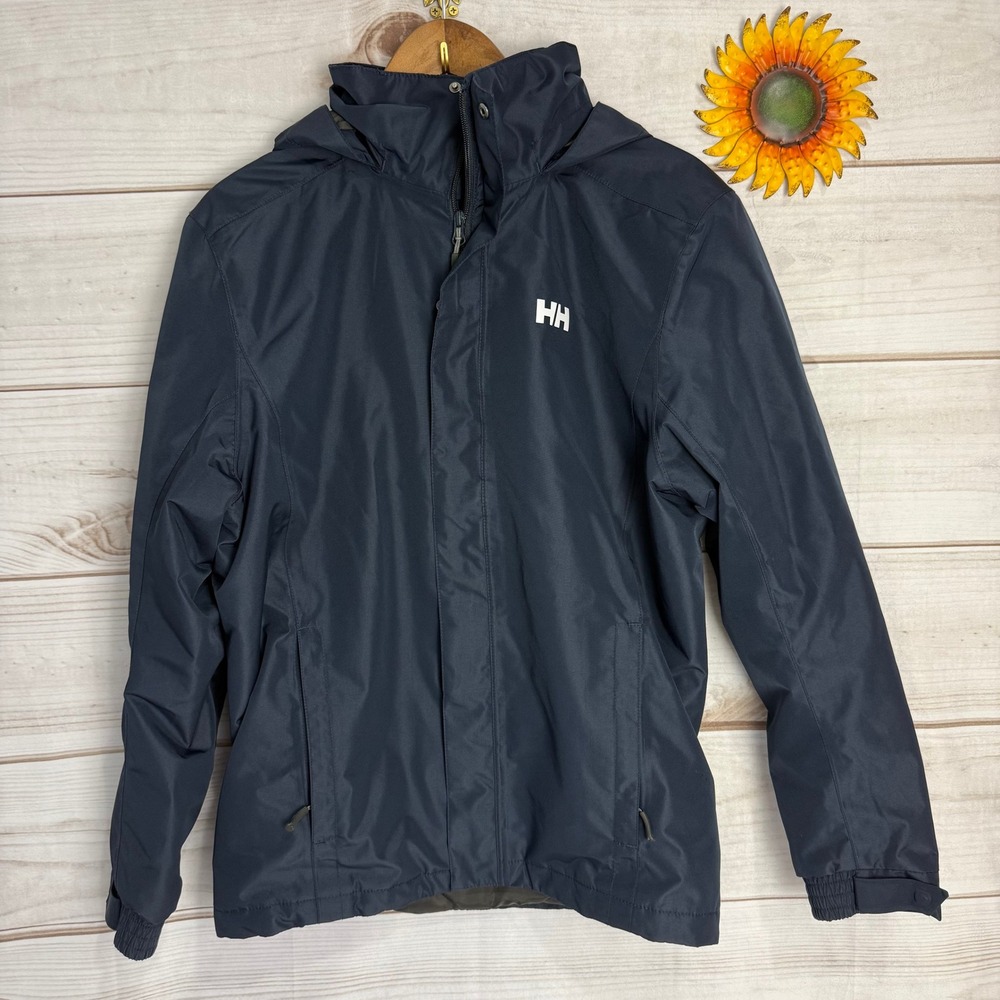 Helly Hansen Mens Navy HH Full Zip Hooded Jacket Size S P Waterproof Outerwear